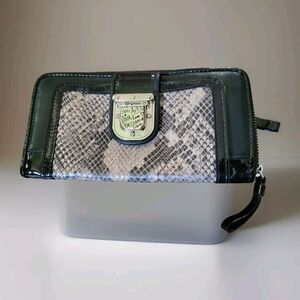 Brighton Black and Snakeskin Python Wallet Or Clutch Missing Crossbody Strap